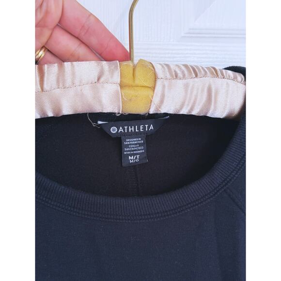 Athleta Coaster Luxe Recover Fleece Sweatshirt Black Medium Cozy Lounge Soft - Picture 4 of 9